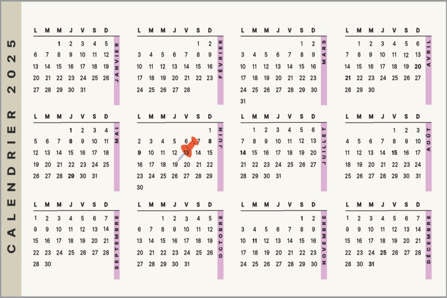 Calendrier 2025 - session 2 Grenoble 